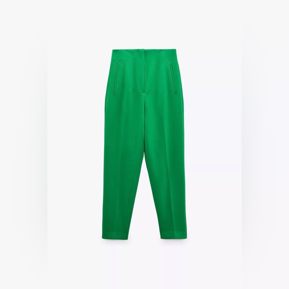 Zara High-Waisted Trousers- Green